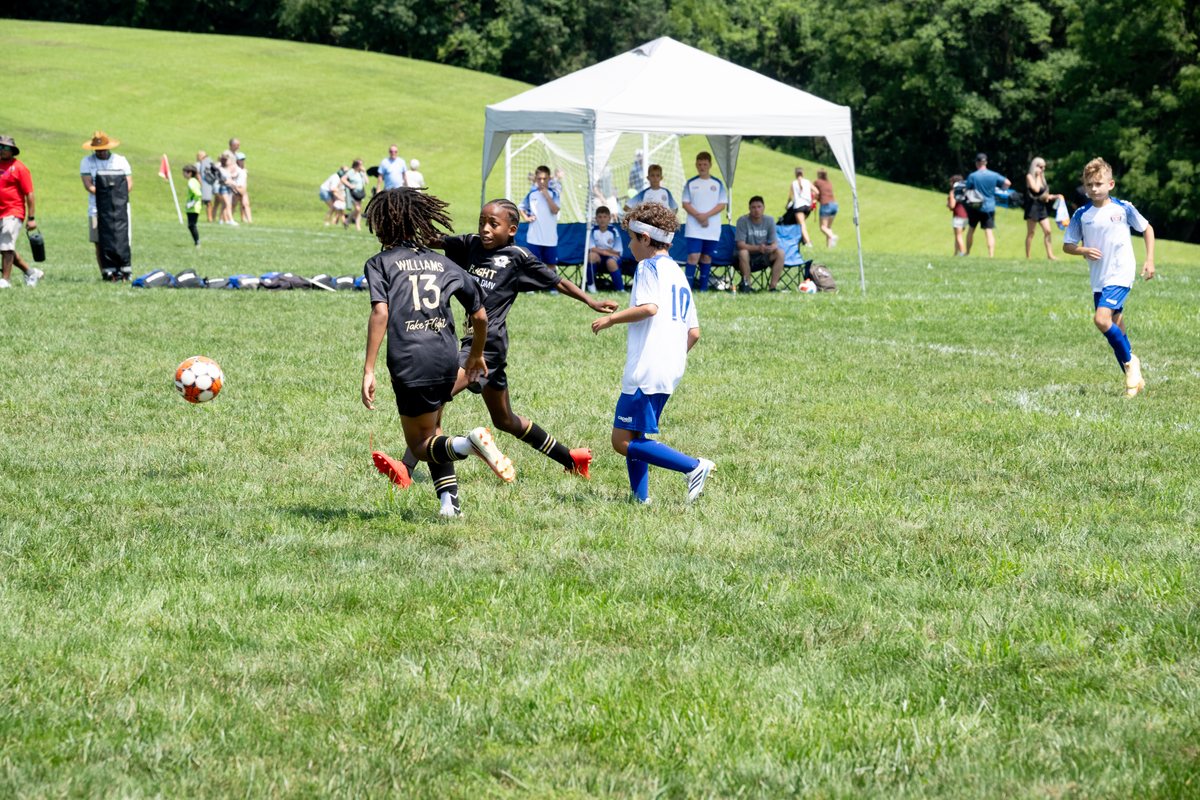 Young players competing in a recreational league game